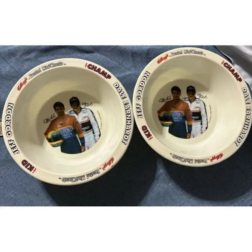 Dale Earnhardt Jeff Gordon‎ Kellogg's Frosted Mini Wheats Promotional Bowls 1995